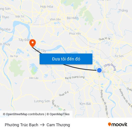 Phường Trúc Bạch to Cam Thượng map