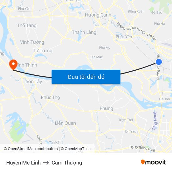 Huyện Mê Linh to Cam Thượng map