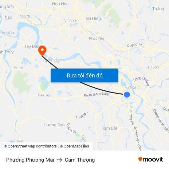 Phường Phương Mai to Cam Thượng map