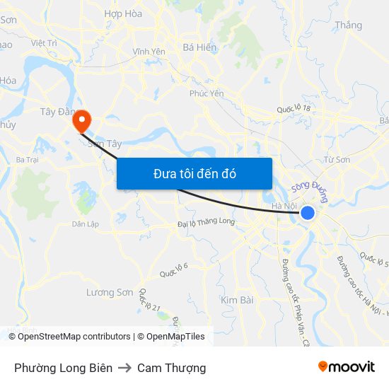 Phường Long Biên to Cam Thượng map