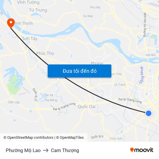 Phường Mộ Lao to Cam Thượng map