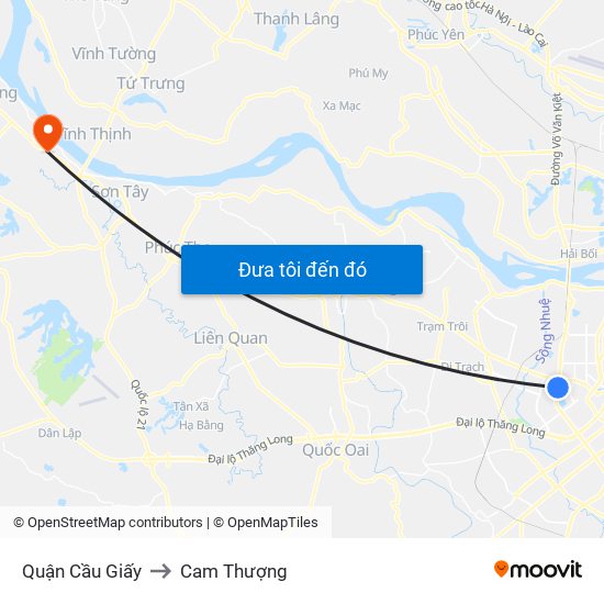 Quận Cầu Giấy to Cam Thượng map