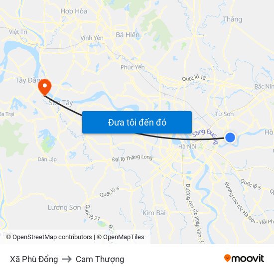 Xã Phù Đổng to Cam Thượng map
