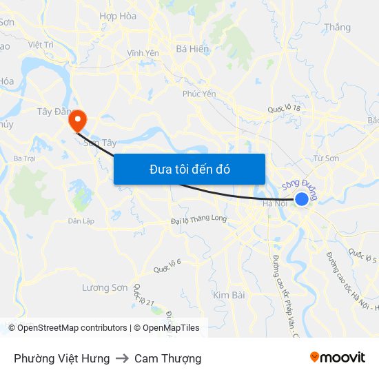 Phường Việt Hưng to Cam Thượng map