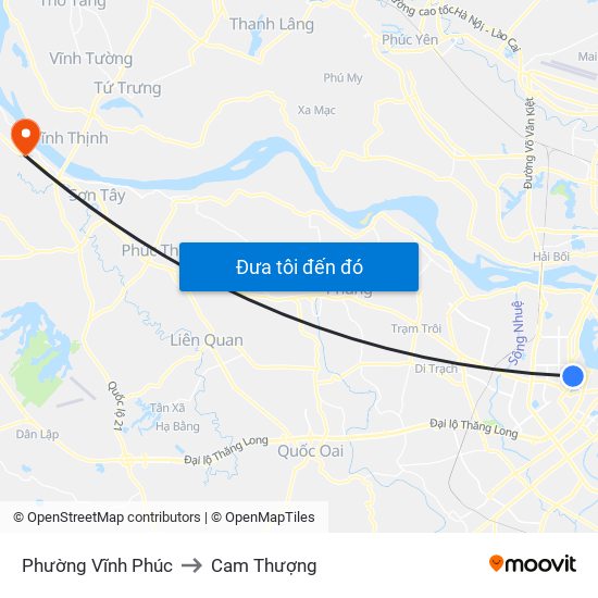 Phường Vĩnh Phúc to Cam Thượng map