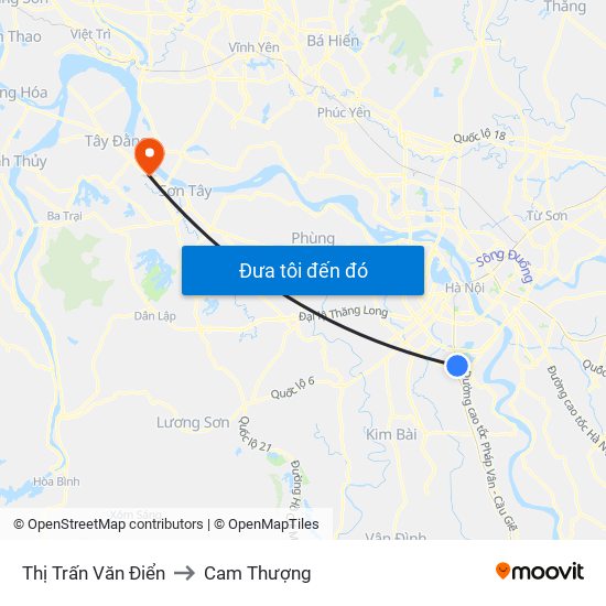 Thị Trấn Văn Điển to Cam Thượng map