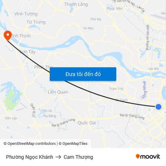 Phường Ngọc Khánh to Cam Thượng map