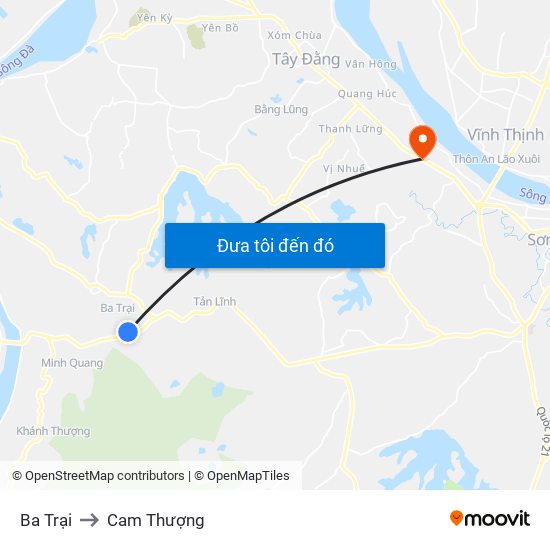 Ba Trại to Cam Thượng map