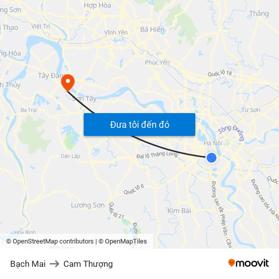 Bạch Mai to Cam Thượng map