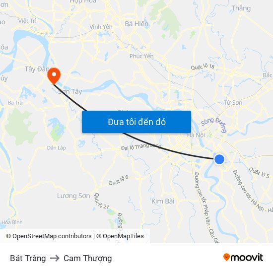 Bát Tràng to Cam Thượng map