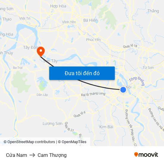 Cửa Nam to Cam Thượng map