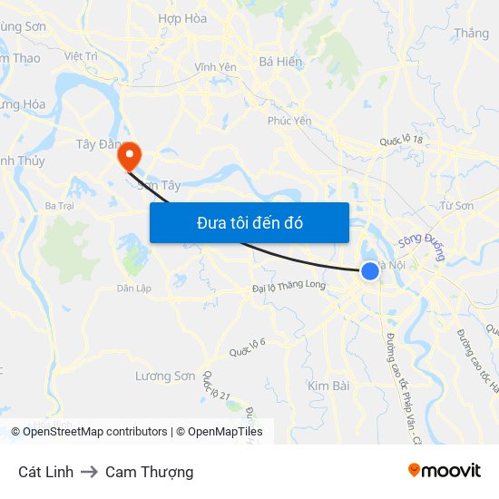 Cát Linh to Cam Thượng map
