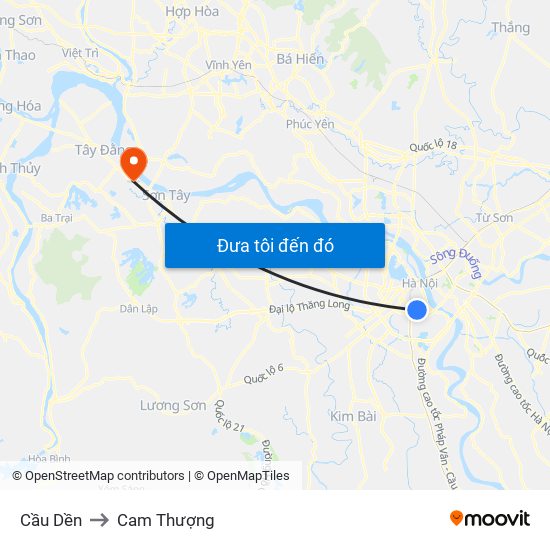 Cầu Dền to Cam Thượng map