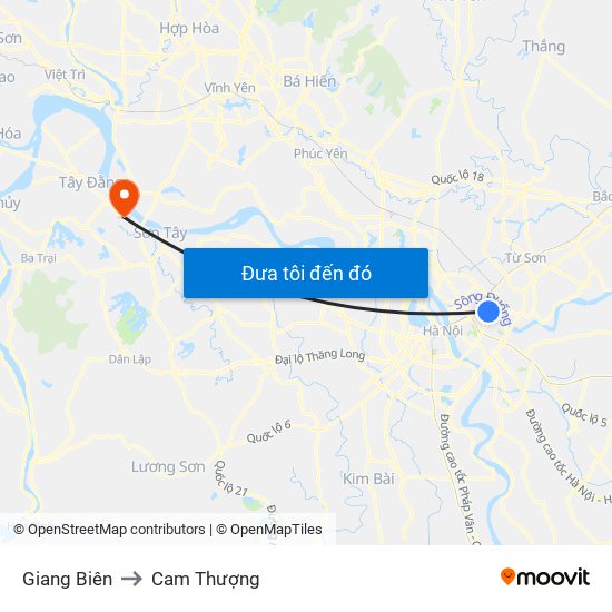 Giang Biên to Cam Thượng map