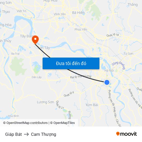 Giáp Bát to Cam Thượng map