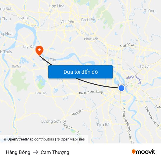 Hàng Bông to Cam Thượng map