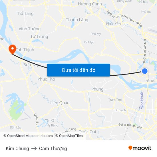 Kim Chung to Cam Thượng map