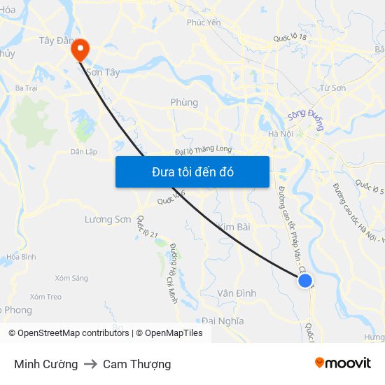 Minh Cường to Cam Thượng map