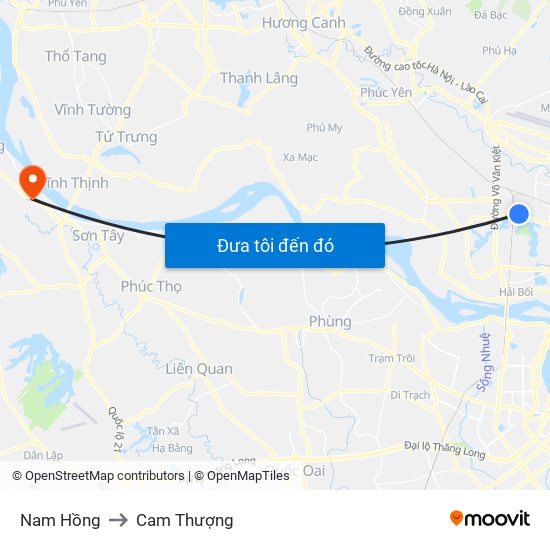 Nam Hồng to Cam Thượng map
