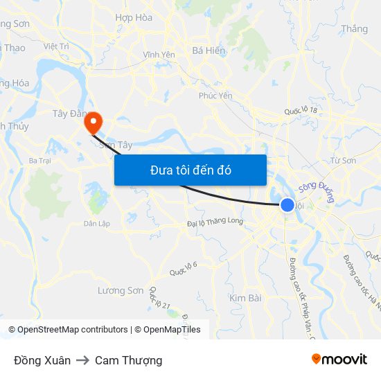 Đồng Xuân to Cam Thượng map