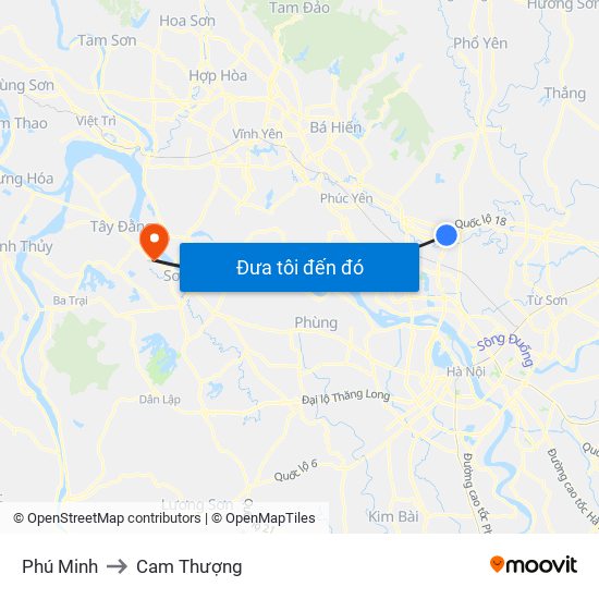 Phú Minh to Cam Thượng map