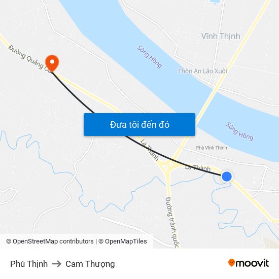 Phú Thịnh to Cam Thượng map