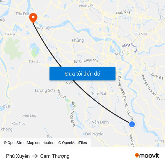 Phú Xuyên to Cam Thượng map