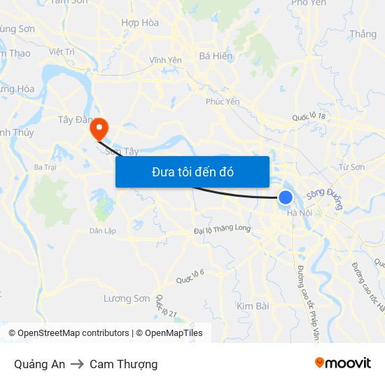 Quảng An to Cam Thượng map