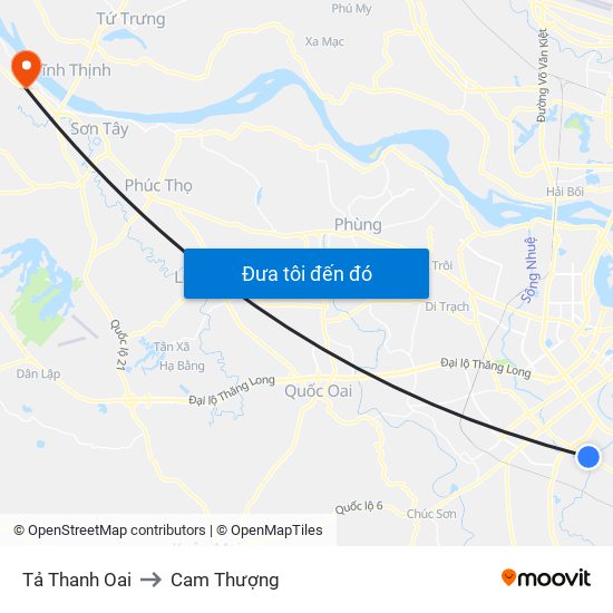 Tả Thanh Oai to Cam Thượng map