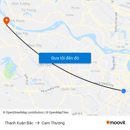 Thanh Xuân Bắc to Cam Thượng map