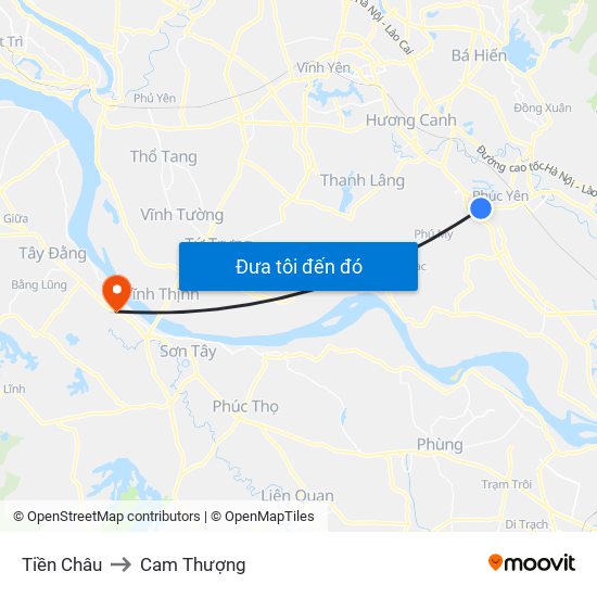 Tiền Châu to Cam Thượng map