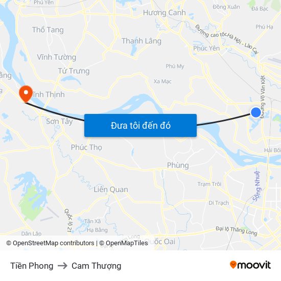 Tiền Phong to Cam Thượng map