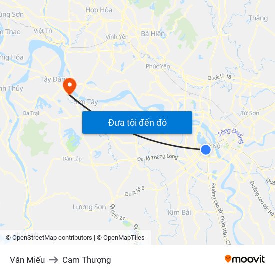 Văn Miếu to Cam Thượng map