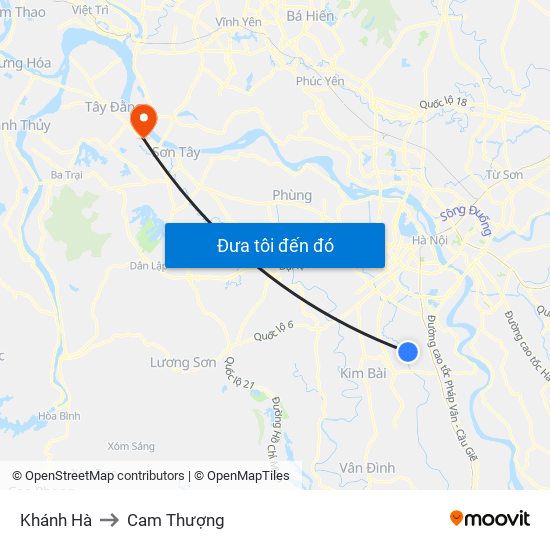 Khánh Hà to Cam Thượng map