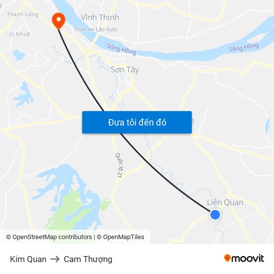 Kim Quan to Cam Thượng map