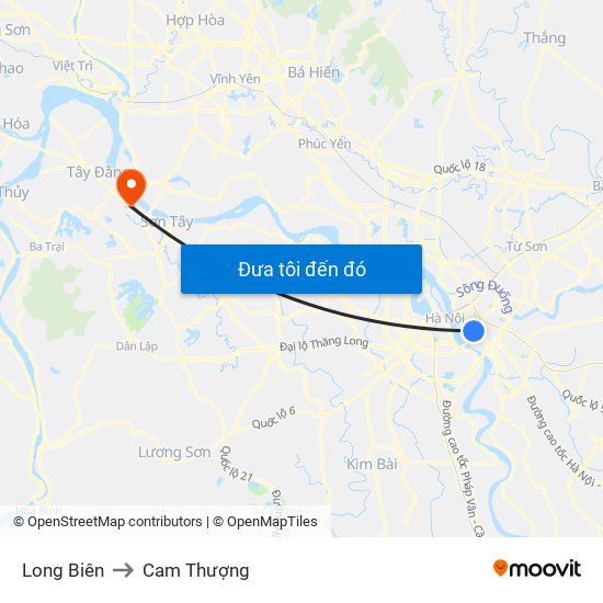 Long Biên to Cam Thượng map