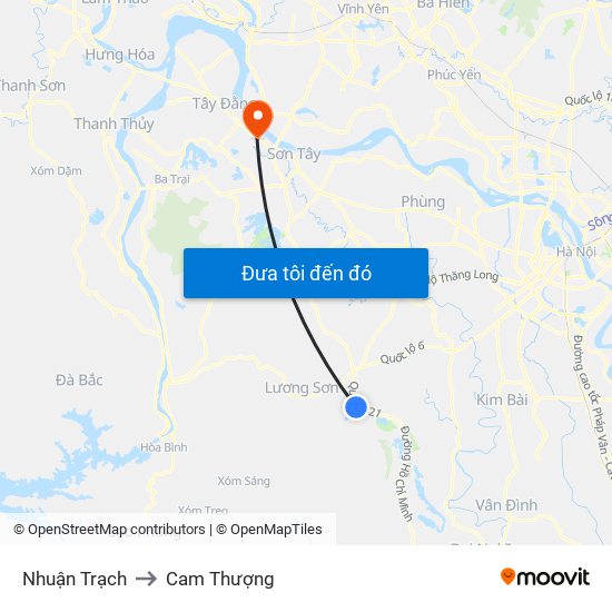 Nhuận Trạch to Cam Thượng map