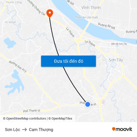 Sơn Lộc to Cam Thượng map