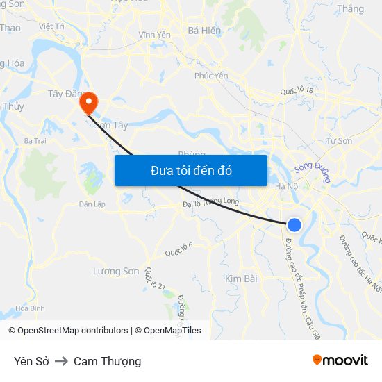 Yên Sở to Cam Thượng map