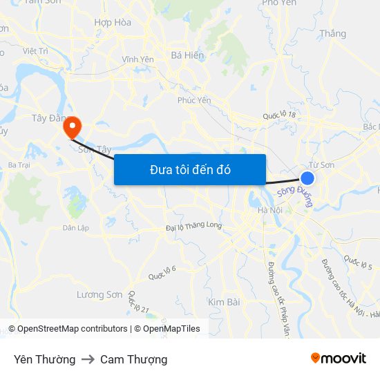 Yên Thường to Cam Thượng map