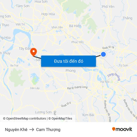 Nguyên Khê to Cam Thượng map