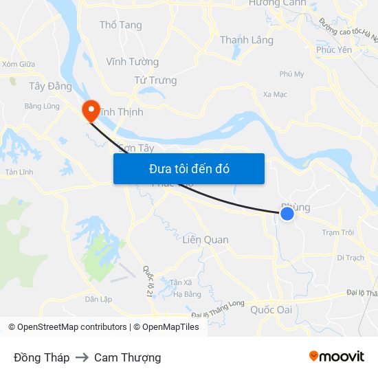 Đồng Tháp to Cam Thượng map