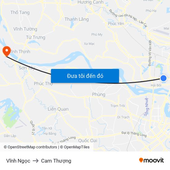 Vĩnh Ngọc to Cam Thượng map