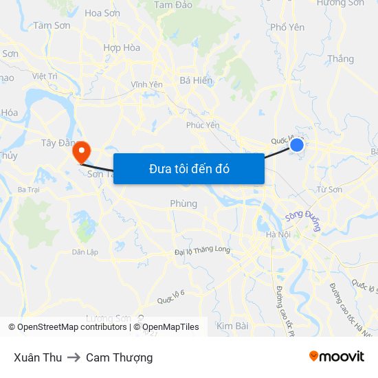 Xuân Thu to Cam Thượng map