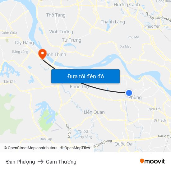 Đan Phượng to Cam Thượng map