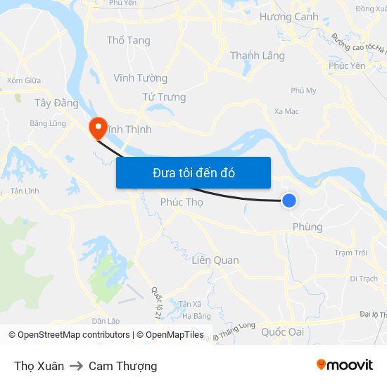 Thọ Xuân to Cam Thượng map