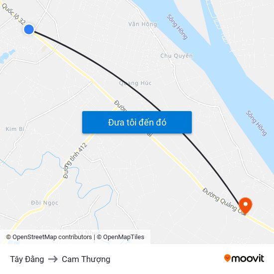 Tây Đằng to Cam Thượng map