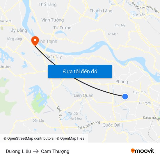 Dương Liễu to Cam Thượng map