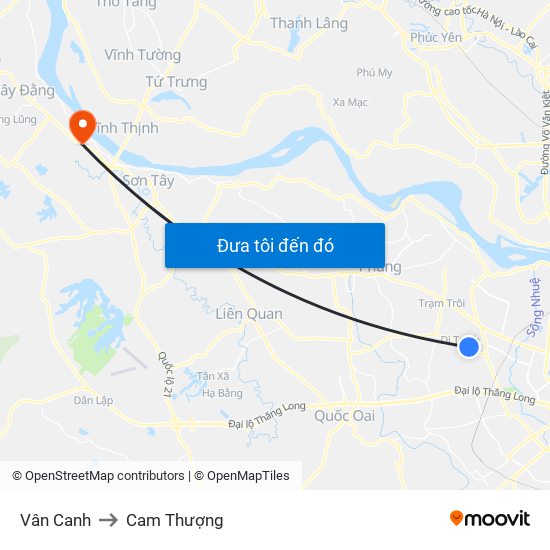 Vân Canh to Cam Thượng map