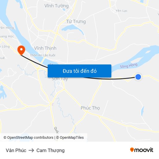 Vân Phúc to Cam Thượng map